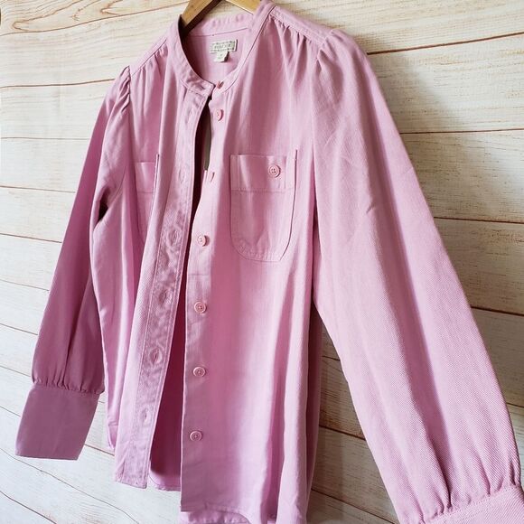 Point Sur/J. Crew Cotton Blend Twill Button Front Long Sleeve Shacket Pink - Picture 2 of 9